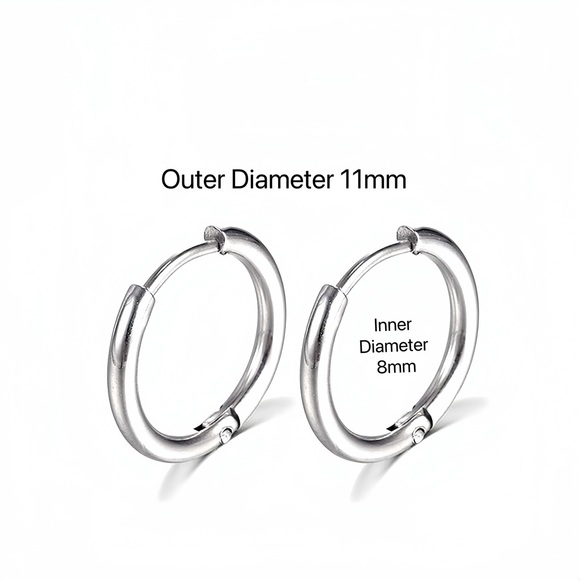 Plain silver small hoop earrings-11mm SH001 Silver - Picture 8 of 10